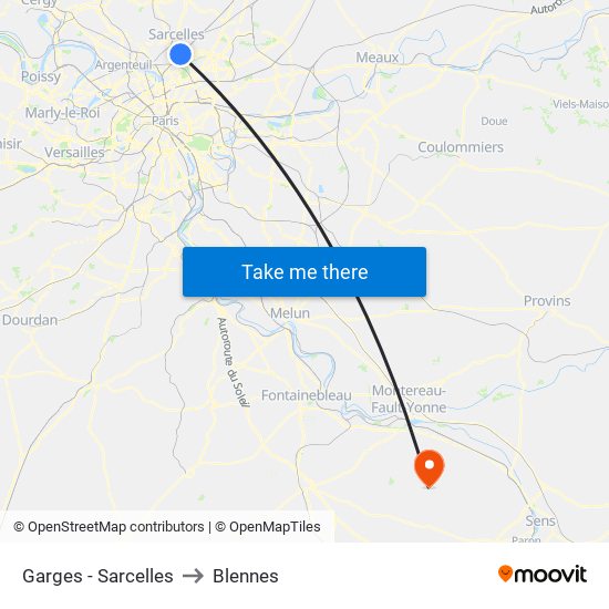 Garges - Sarcelles to Blennes map