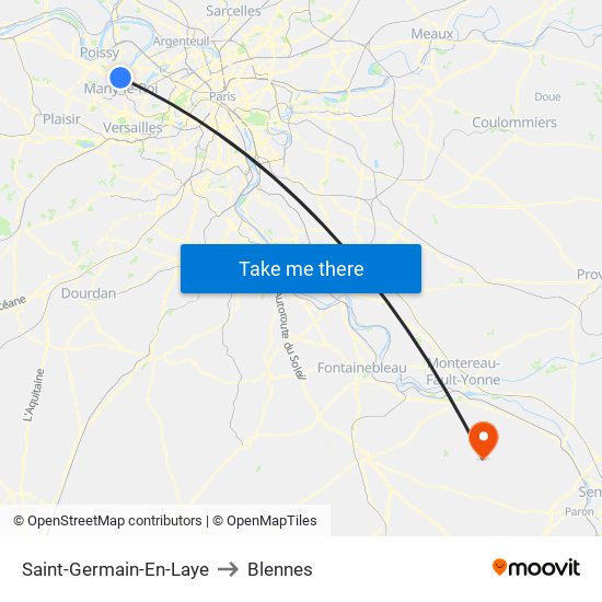 Saint-Germain-En-Laye to Blennes map