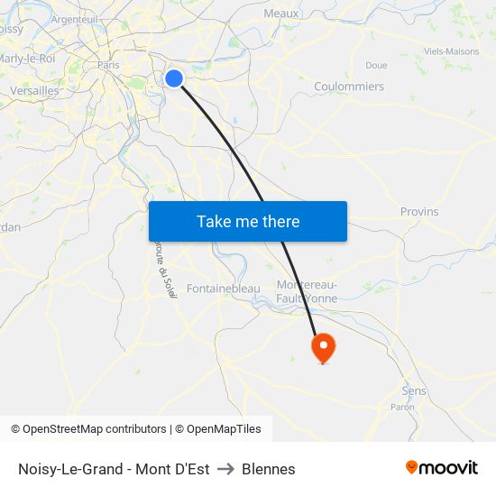 Noisy-Le-Grand - Mont D'Est to Blennes map