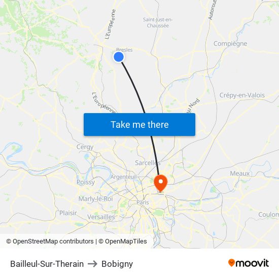 Bailleul-Sur-Therain to Bobigny map