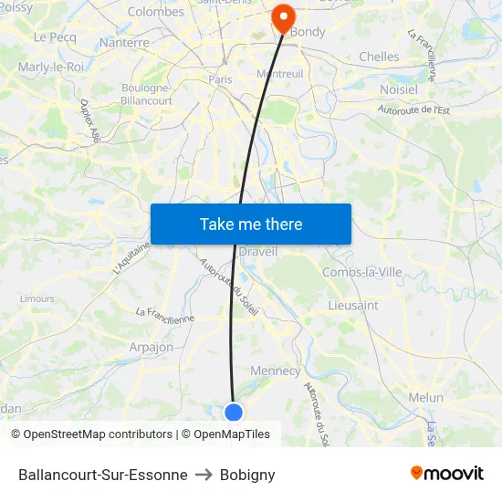 Ballancourt-Sur-Essonne to Bobigny map