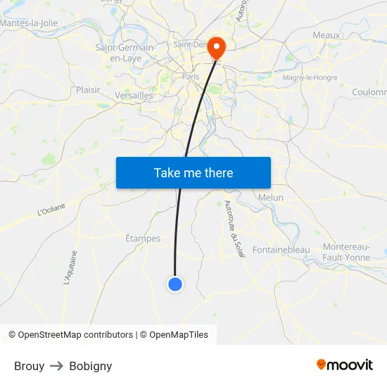 Brouy to Bobigny map