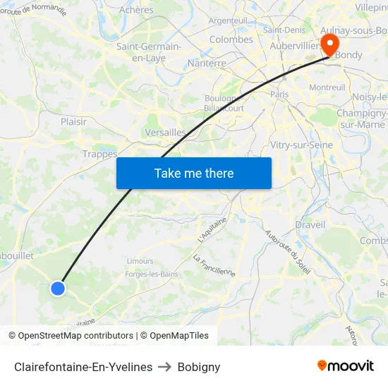 Clairefontaine-En-Yvelines to Bobigny map