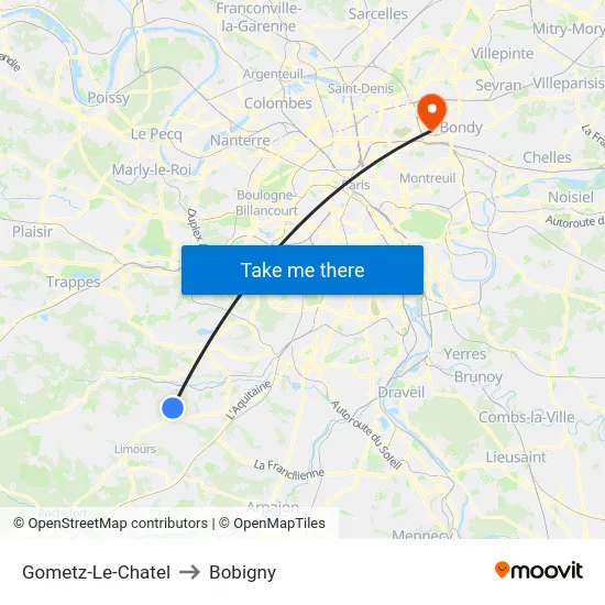 Gometz-Le-Chatel to Bobigny map