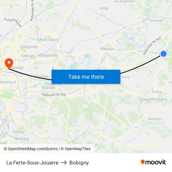 La Ferte-Sous-Jouarre to Bobigny map
