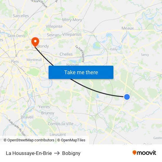 La Houssaye-En-Brie to Bobigny map