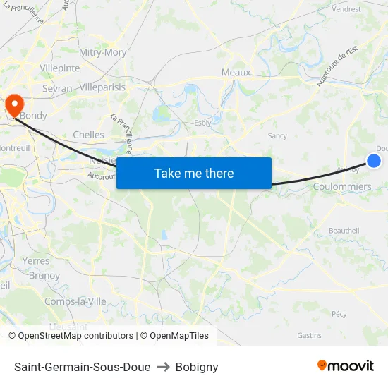 Saint-Germain-Sous-Doue to Bobigny map