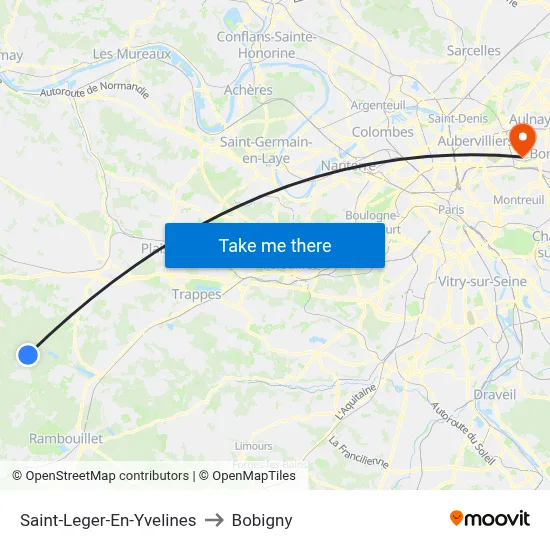 Saint-Leger-En-Yvelines to Bobigny map