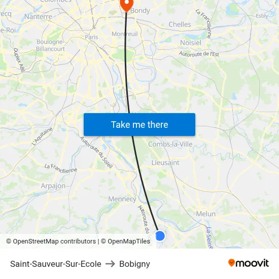 Saint-Sauveur-Sur-Ecole to Bobigny map