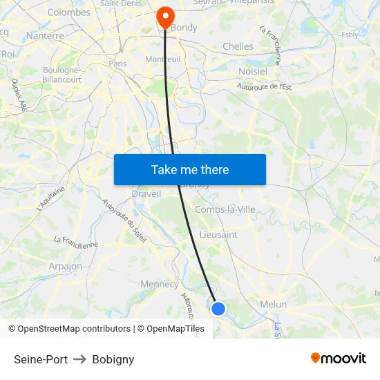 Seine-Port to Bobigny map