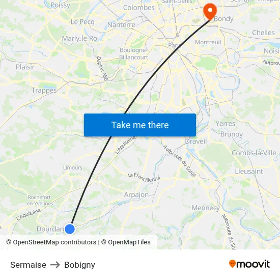 Sermaise to Bobigny map