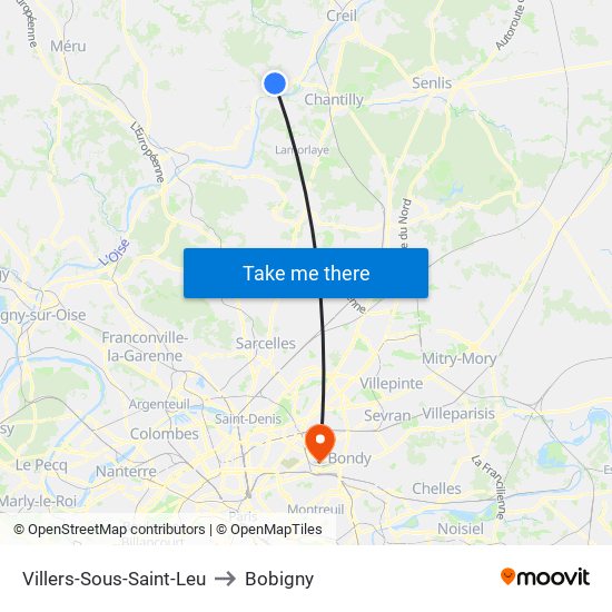 Villers-Sous-Saint-Leu to Bobigny map
