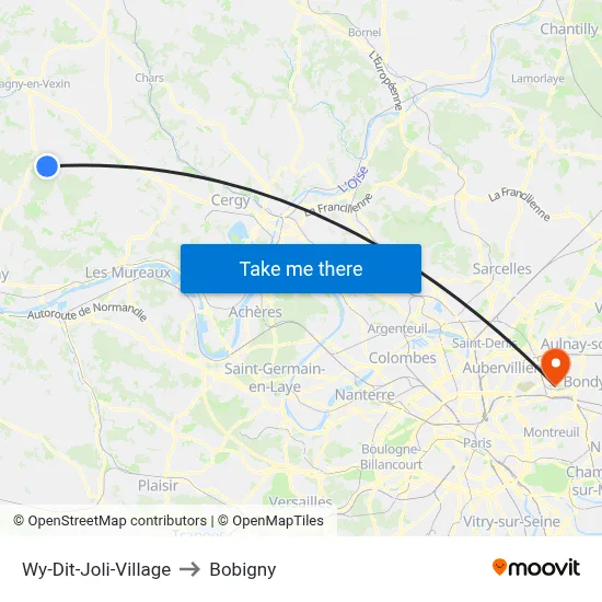 Wy-Dit-Joli-Village to Bobigny map