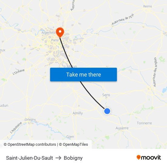 Saint-Julien-Du-Sault to Bobigny map