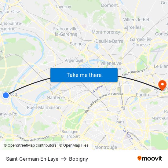 Saint-Germain-En-Laye to Bobigny map