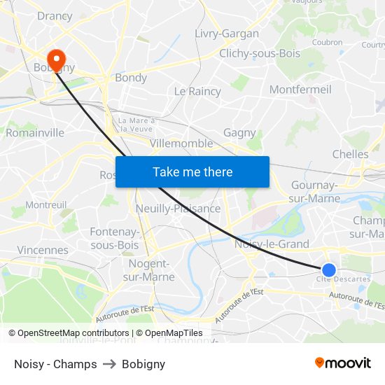 Noisy - Champs to Bobigny map