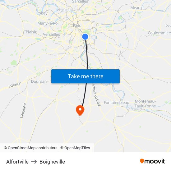 Alfortville to Boigneville map