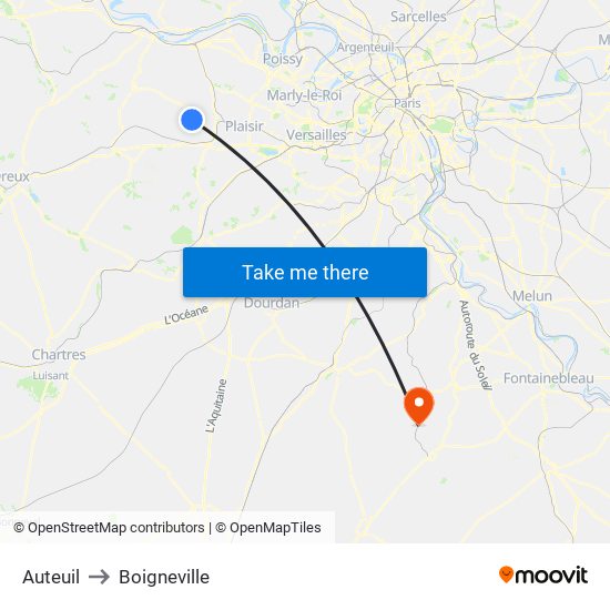 Auteuil to Boigneville map