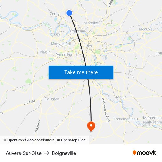 Auvers-Sur-Oise to Boigneville map