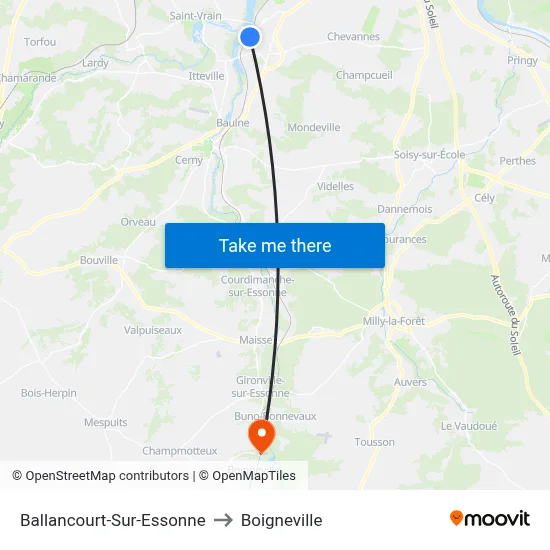 Ballancourt-Sur-Essonne to Boigneville map