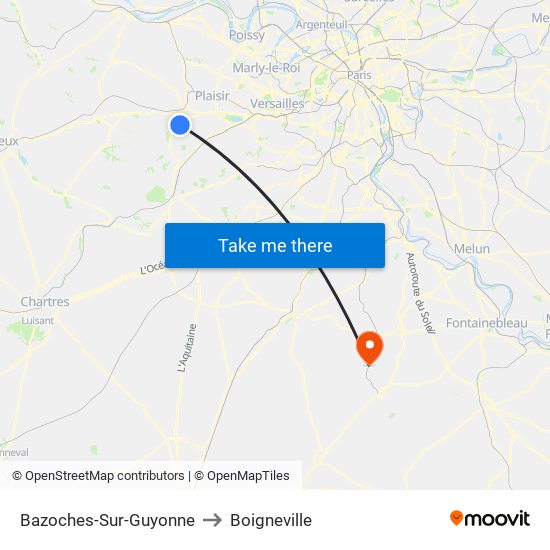 Bazoches-Sur-Guyonne to Boigneville map