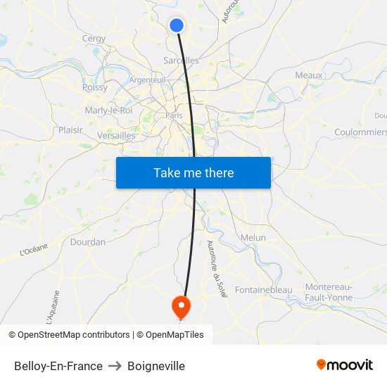 Belloy-En-France to Boigneville map