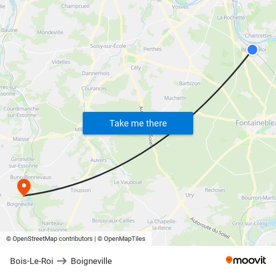 Bois-Le-Roi to Boigneville map