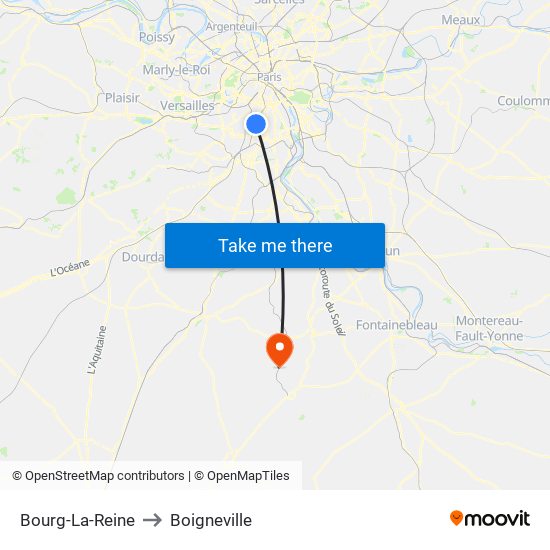 Bourg-La-Reine to Boigneville map