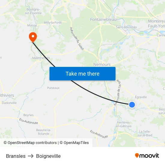 Bransles to Boigneville map
