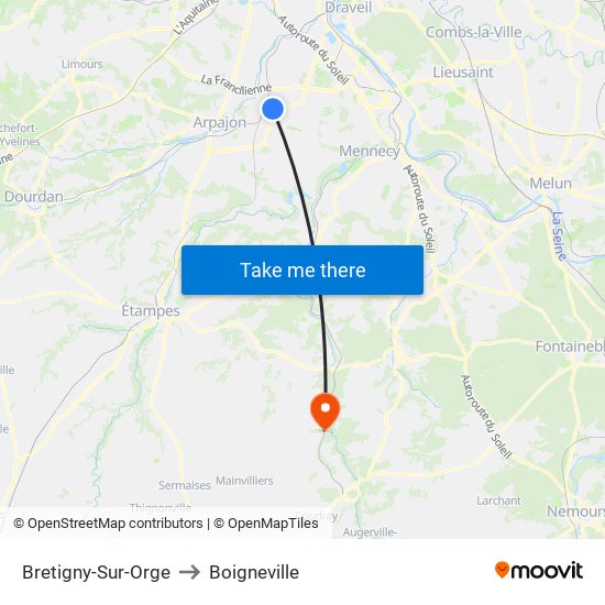 Bretigny-Sur-Orge to Boigneville map
