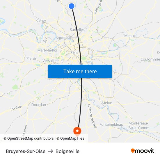 Bruyeres-Sur-Oise to Boigneville map