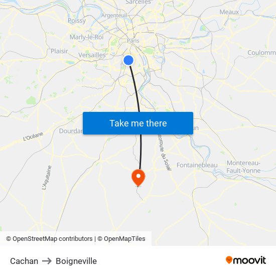 Cachan to Boigneville map