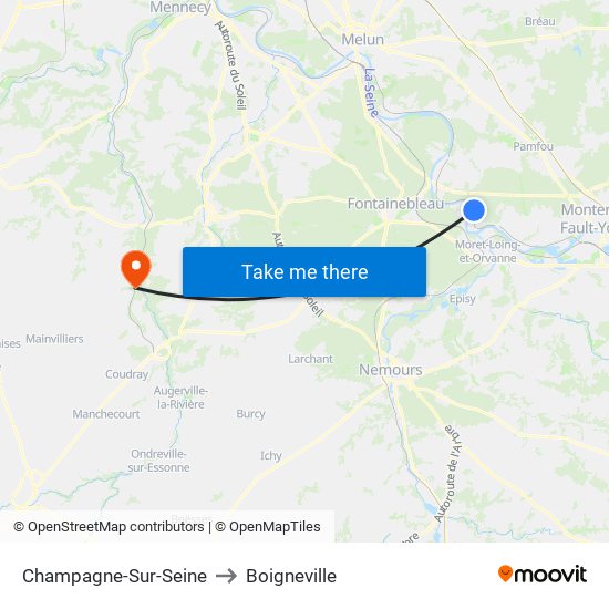 Champagne-Sur-Seine to Boigneville map