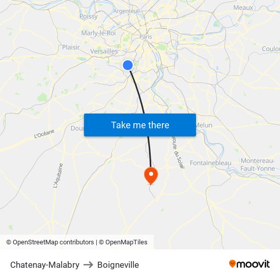 Chatenay-Malabry to Boigneville map