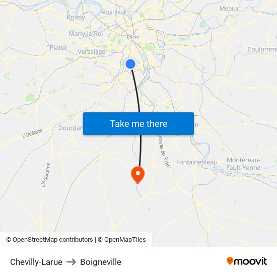 Chevilly-Larue to Boigneville map