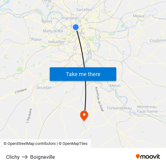 Clichy to Boigneville map