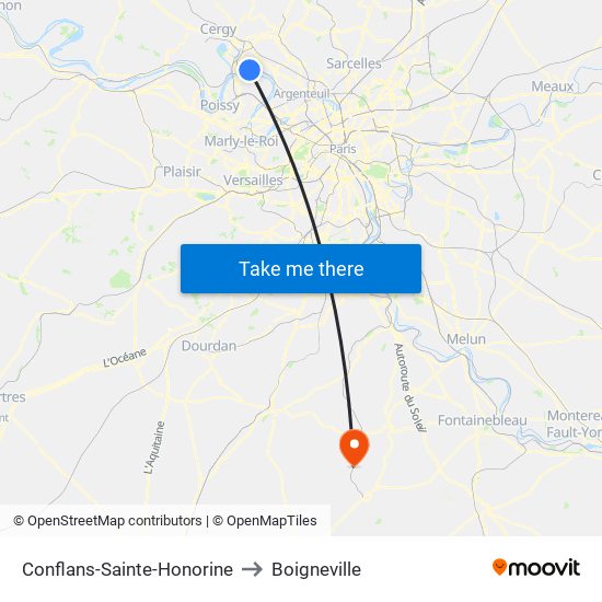 Conflans-Sainte-Honorine to Boigneville map