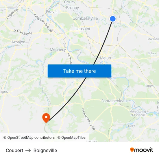 Coubert to Boigneville map