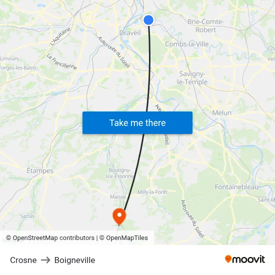Crosne to Boigneville map