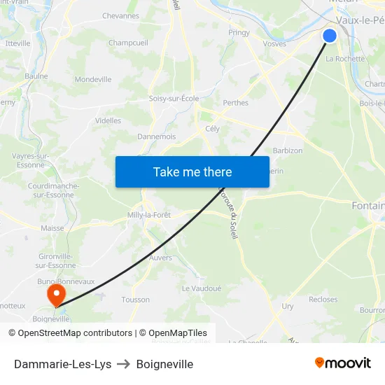 Dammarie-Les-Lys to Boigneville map