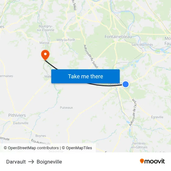 Darvault to Boigneville map