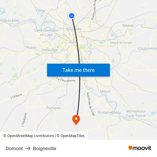 Domont to Boigneville map