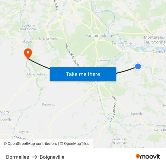 Dormelles to Boigneville map