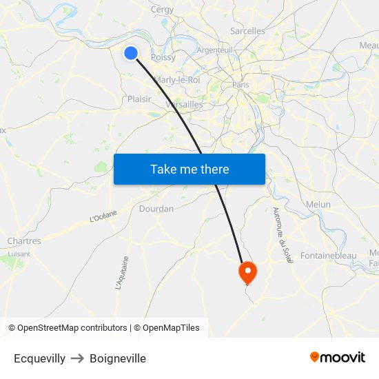 Ecquevilly to Boigneville map