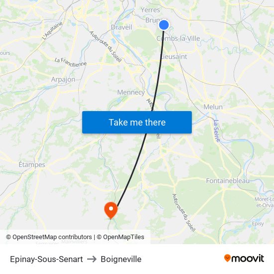 Epinay-Sous-Senart to Boigneville map