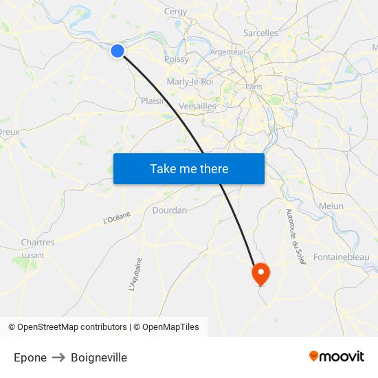 Epone to Boigneville map