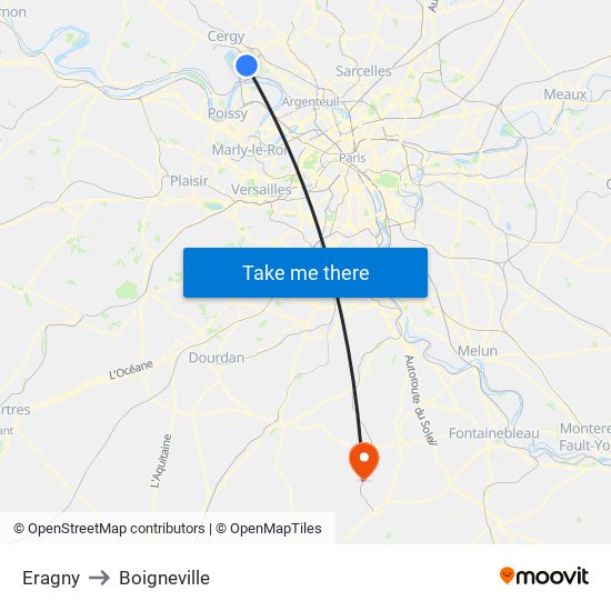 Eragny to Boigneville map