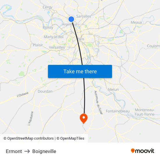 Ermont to Boigneville map