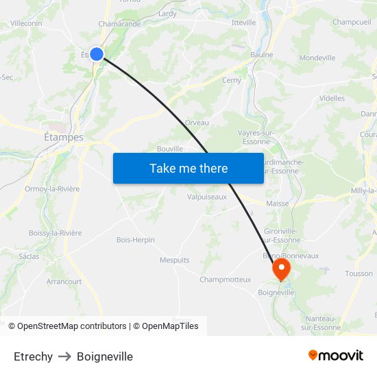 Etrechy to Boigneville map