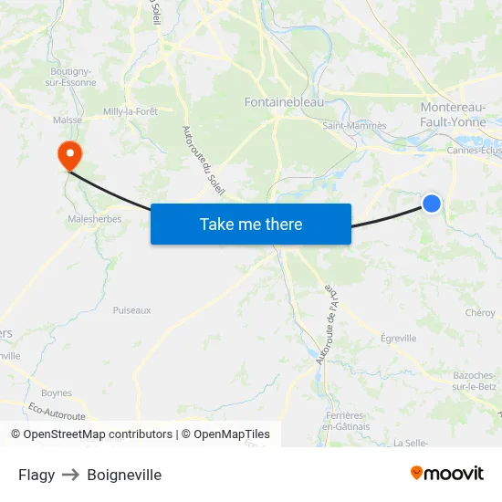 Flagy to Boigneville map